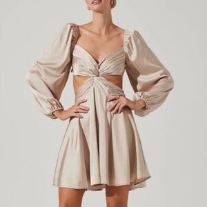 Anamaria Cutout Long Sleeve Dress Champagne | Astr The Label